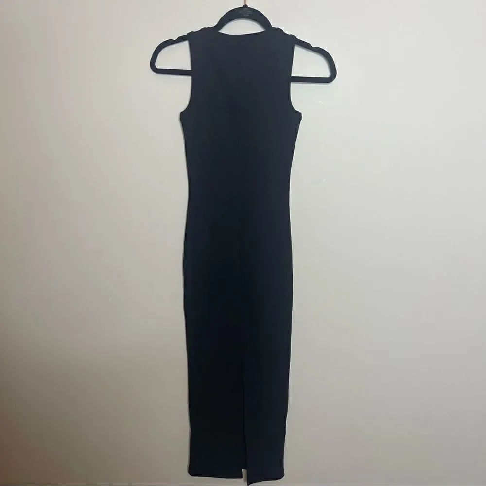 GIGII’s SoHo Black Ribbed Midi Dress NWT XS - Picture 11 of 11